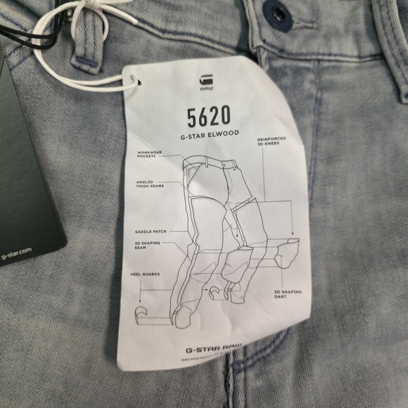 G-Star Raw 5620 3D Zip Knee Skinny Jeans Vintage Oreon Grey Destroyed Sz 29/32 - Picture 7 of 8